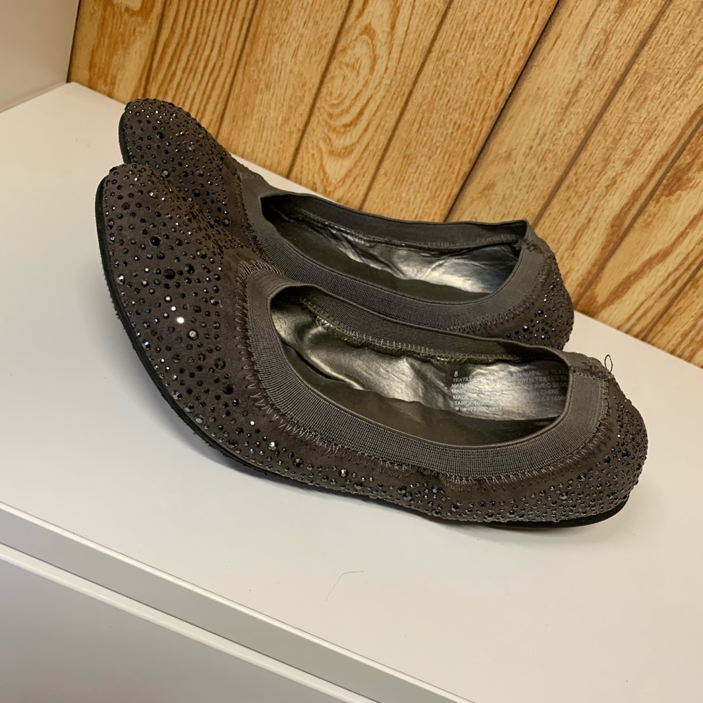 Silver glitter flats